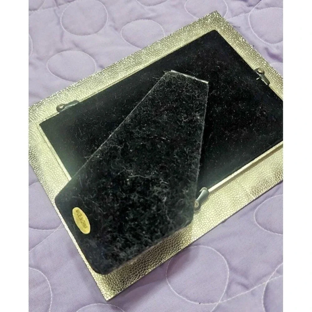 Black Scrollwork Rhinestone Picture Frame‎ 4x6 Tabletop Decorative Silver Trim